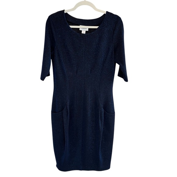 Ganni Scoop Sheath Mini Dress Twilight Black Blue Large Cocktail Party Evening - Picture 1 of 6